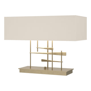 Buy soft-gold-with-flax-shade-se-glass-and-white-shade Cavaletti Table Lamp by Hubbardton Forge