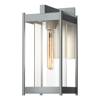 Buy coastal-burnished-steel-with-clear-glass-zm-glass-and-clear-shade Cela Sconce by Hubbardton Forge