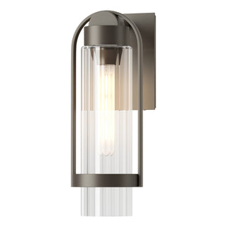 Buy coastal-dark-smoke-with-clear-glass-zm-glass-and-clear-textured-shade Alcove Wall Lantern by Hubbardton Forge