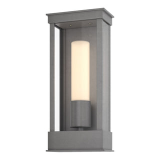 Buy coastal-burnished-steel-with-opal-glass-gg-glass-and-white-shade Portico Sconce by Hubbardton Forge