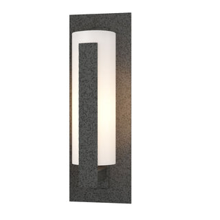 Buy coastal-natural-iron-with-opal-glass-gg-glass-and-white-shade Vertical Bar Sconce by Hubbardton Forge