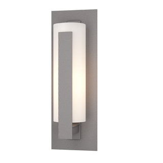 Buy coastal-burnished-steel-with-opal-glass-gg-glass-and-white-shade Vertical Bar Sconce by Hubbardton Forge