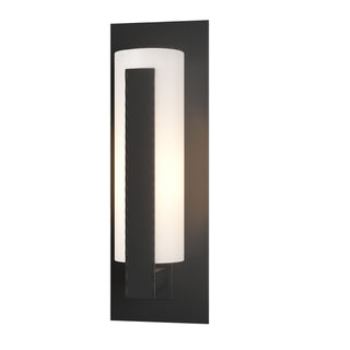 Buy coastal-black-with-opal-glass-gg-glass-and-white-shade Vertical Bar Sconce by Hubbardton Forge