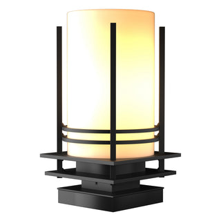 Buy coastal-black-with-opal-glass-gg-glass-and-white-shade Banded Post Lantern by Hubbardton Forge