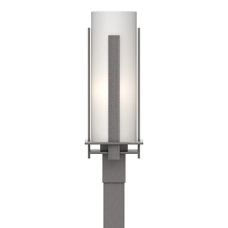 Buy coastal-burnished-steel-with-opal-glass-gg-glass-and-white-shade Vertical Bar Post Lantern by Hubbardton Forge