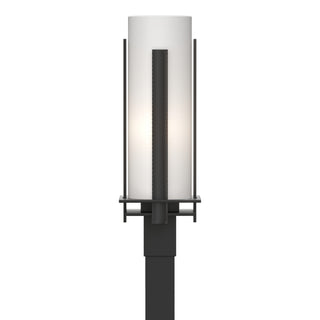 Buy coastal-black-with-opal-glass-gg-glass-and-white-shade Vertical Bar Post Lantern by Hubbardton Forge