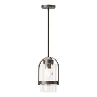 Buy coastal-dark-smoke-with-clear-glass-zm-glass-and-clear-shade Alcove Hanging Lanterns by Hubbardton Forge