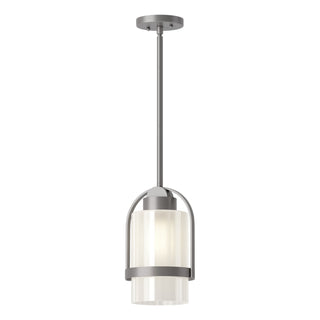 Buy coastal-burnished-steel-with-frosted-glass-fd-glass-and-white-shade Alcove Hanging Lanterns by Hubbardton Forge