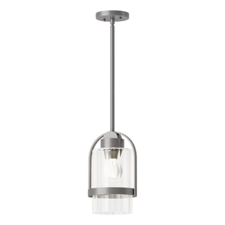Buy coastal-burnished-steel-with-clear-glass-zm-glass-and-clear-shade Alcove Hanging Lanterns by Hubbardton Forge