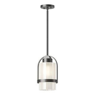 Buy coastal-black-with-frosted-glass-fd-glass-and-white-shade Alcove Hanging Lanterns by Hubbardton Forge