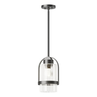 Buy coastal-black-with-clear-glass-zm-glass-and-clear-shade Alcove Hanging Lanterns by Hubbardton Forge
