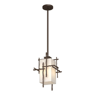 Buy coastal-bronze-with-opal-glass-gg-glass-and-white-shade Tura Hanging Lanterns by Hubbardton Forge
