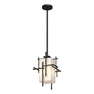 Buy coastal-black-with-opal-glass-gg-glass-and-white-shade Tura Hanging Lanterns by Hubbardton Forge