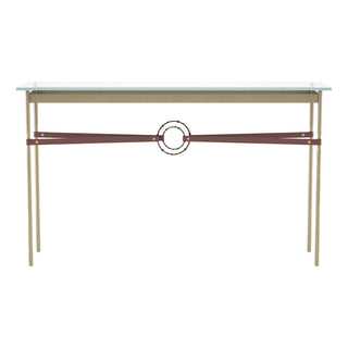 Buy soft-gold-with-glass-top-va-glass Equus Console Table by Hubbardton Forge