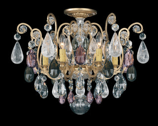 Buy french-gold-with-clear-rock-crystal-colors-glass-and-clear-shade Renaissance Rock Crystal Semi Flush Mount Light by Schonbek