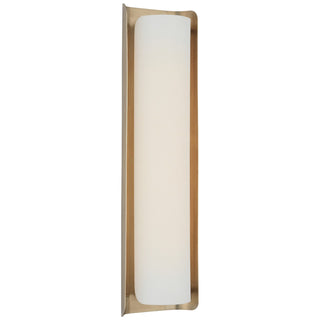 Buy hand-rubbed-antique-brass-and-linen-and-white-shade Penumbra Outdoor (Damp) Sconce by Visual Comfort Signature