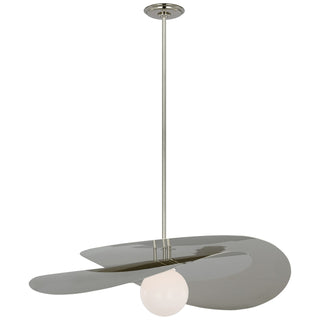 Buy polished-nickel-with-white-glass-glass-and-white-shade Mahalo Outdoor (Damp) Pendant by Visual Comfort Signature