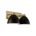 Aged Brass and Black with Matte Black Metal Shade with White Interior Glass and Black Shade