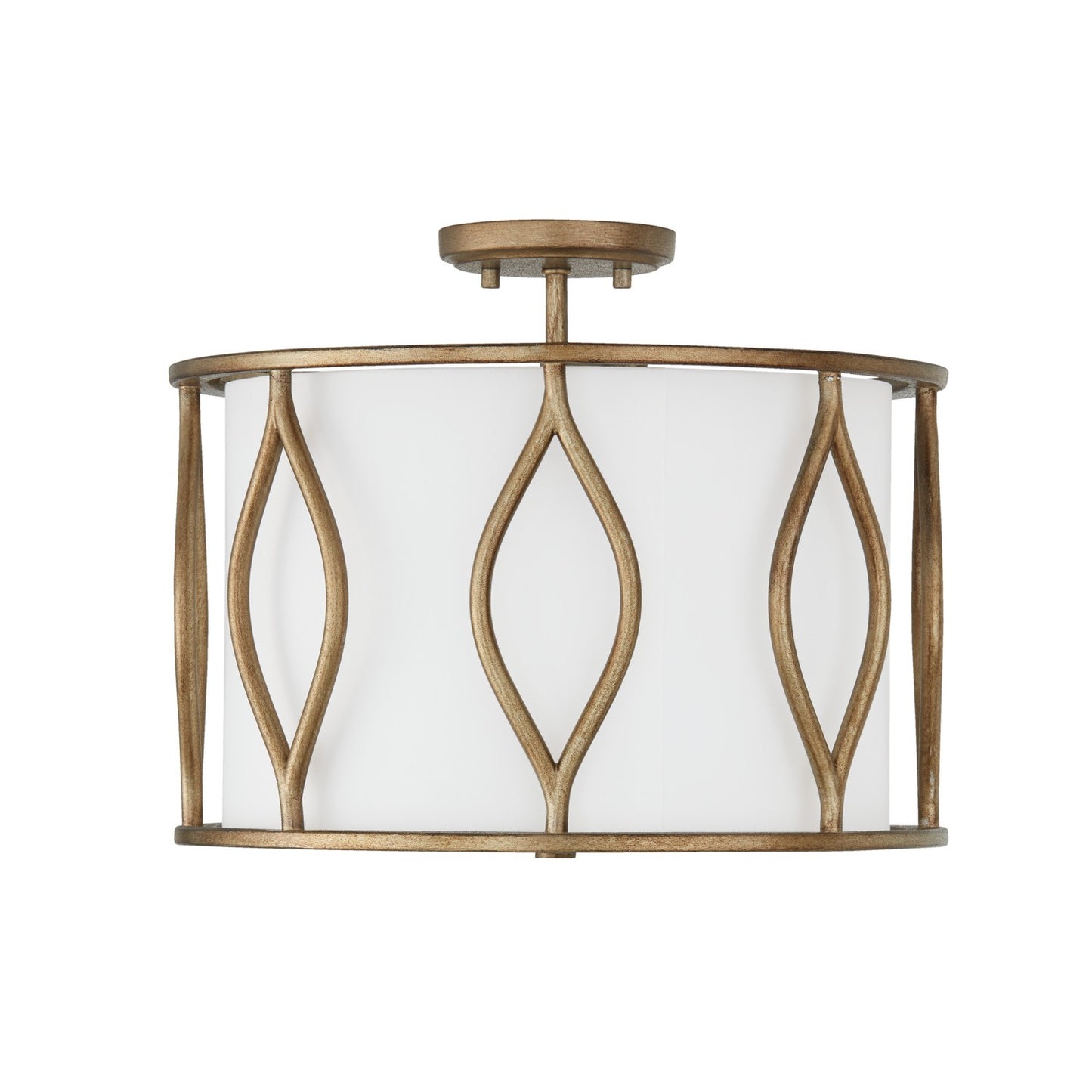 Cohen Semi-Flush Mount Ceiling Light by Capital Lighting – Lights: 3 Light (16.00"L x 16.00"W x 13.50"H) – Finish: Mystic Luster with White Fabric Bolt-On Shade Glass and White Shade – Capital Lighting-252531ML