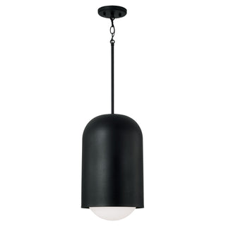 Buy black-iron-with-soft-white-glass-glass-and-black-shade Dolby Pendant by Capital Lighting