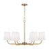 Aged Brass with White Fabric Stay-Straight Shades Glass and White Shade