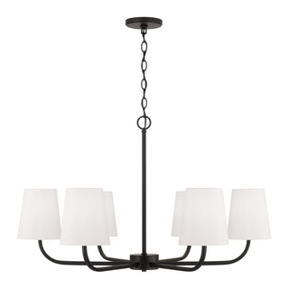 Buy matte-black-with-white-fabric-stay-straight-shades-glass-and-white-shade Brody Chandelier by Capital Lighting