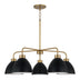 Aged Brass and Black with Matte Black Metal Shade with White Interior Glass and Black Shade