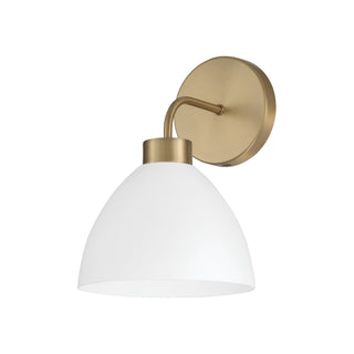Buy aged-brass-and-white-with-matte-white-metal-shade-glass-and-white-shade Ross Outdoor (Damp) Wall Sconce by Capital Lighting
