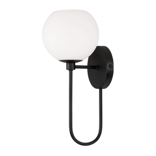 Buy matte-black-with-soft-white-glass-glass-and-white-shade Ansley Outdoor (Damp) Wall Sconce by Capital Lighting