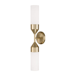 Buy matte-brass-with-soft-white-glass-glass-and-white-shade Devon Outdoor (Damp) Sconce by Capital Lighting