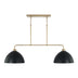 Aged Brass and Black with Matte Black Metal Shades with White Interior Glass and Black Shade