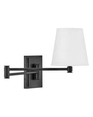 Buy black-with-white-linen-glass-and-white-shade Beale Sconce by Lark