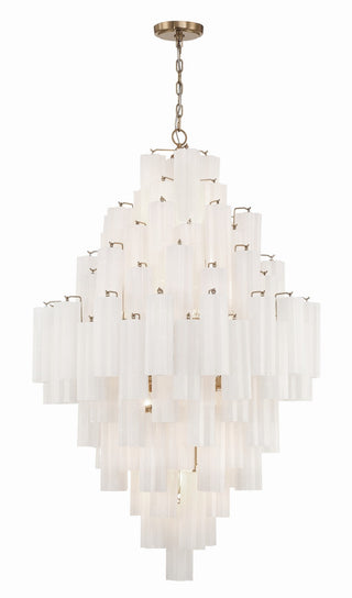 Buy aged-brass-with-tronchi-glass-glass-and-white-shade Addis Chandelier by Crystorama