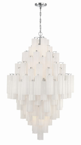 Buy polished-chrome-with-tronchi-glass-glass-and-white-shade Addis Chandelier by Crystorama