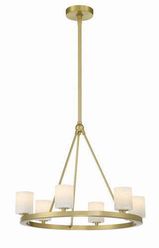 Buy soft-brass-with-alabaster-glass-and-white-shade Aragon Chandelier by Crystorama