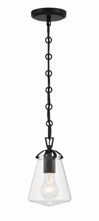 Buy matte-black-with-clear-glass-glass-and-clear-shade Voss Outdoor (Damp) Pendant by Crystorama