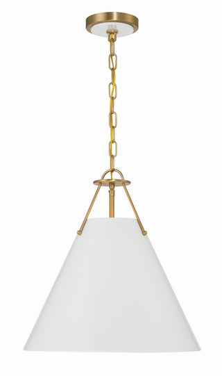Buy vibrant-gold-and-white-shade Xavier Outdoor (Damp) Pendant by Crystorama
