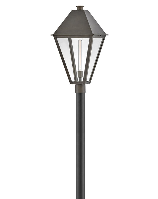 Endsley Post Lantern by Hinkley – Lights: 1 Light (14.00"L x 14.00"W x 26.75"H) – Finish: Blackened Brass with Clear Glass and Clear Shade – Hinkley-28861BLB