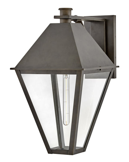 Endsley Wall Lantern by Hinkley – Lights: 1 Light (21.00"L x 14.00"W x 25.25"H) – Finish: Blackened Brass with Clear Glass and Clear Shade – Hinkley-28865BLB