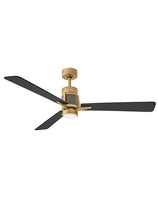 Buy heritage-brass-finish-with-matte-black-blades Atticus Outdoor (Damp) Ceiling Fan with Light by Hinkley