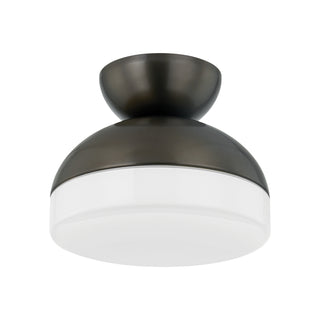 Buy true-bronze-and-white-shade Rue Outdoor (Damp) Flush Mount Ceiling Light by Mitzi