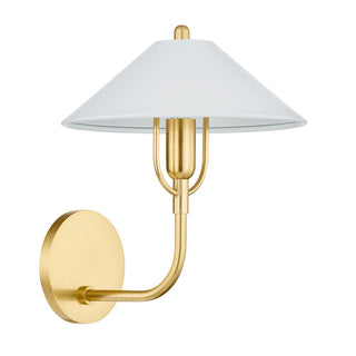 Buy aged-brass-soft-white-and-white-shade Mariel Outdoor (Damp) Sconce by Mitzi