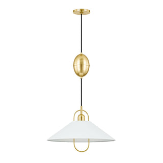 Buy aged-brass-soft-white-and-white-shade Mariel Outdoor (Damp) Pendant by Mitzi