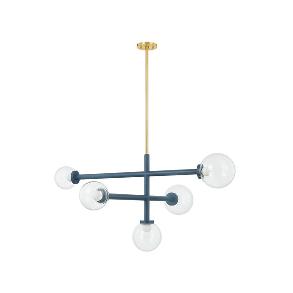 Mitzi - H883805-AGB/SBL - Five Light Chandelier - Sia - Aged Brass/Slate Blue from Lighting & Bulbs Unlimited in Charlotte, NC