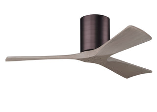 Buy brushed-brass-finish-with-gray-ash-tone-blades 5-Blades Irene-H Hugger Ceiling Fan by Matthews Fan Company