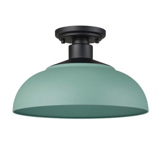Buy natural-black-with-natural-teal-glass-and-blue-shade Levitt Semi-Flush Mount Ceiling Light by Golden
