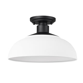 Buy natural-black-with-natural-white-glass-and-white-shade Levitt Semi Flush Mount Light by Golden