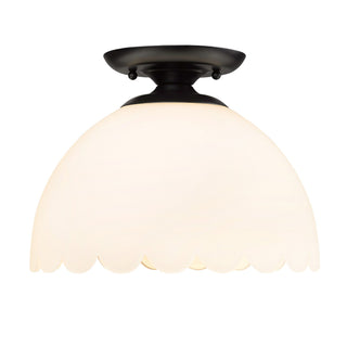 Buy matte-black-with-opal-glass-glass-and-white-shade Dorinda Semi-Flush Mount Ceiling Light by Golden