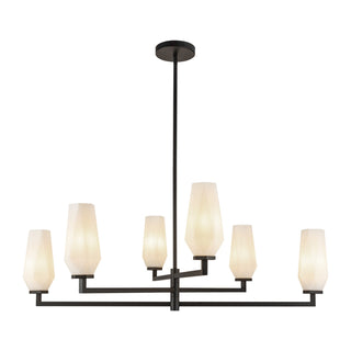 Buy matte-black-opal-glass-and-opal-shade Krysta Chandelier by Alora