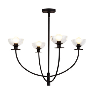 Buy matte-black-clear-glass-and-clear-shade Sylvia Chandelier by Alora